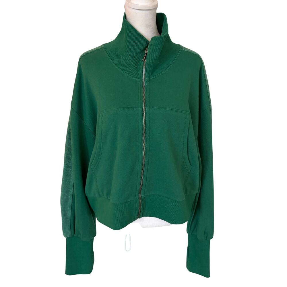 Free People Movement Green High Jump Full Zip Sweatshirt Jacket Women Size Small